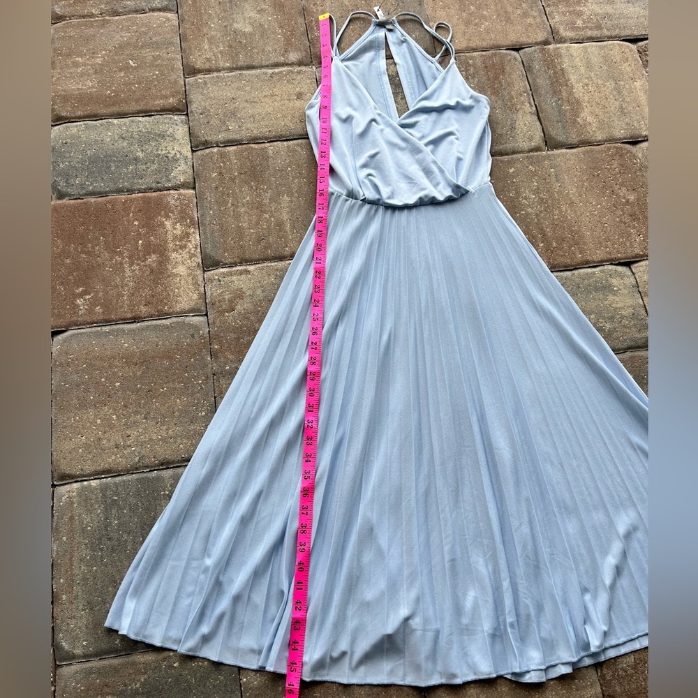 ASOS Light Blue Strappy Midi Dress w/ Pleated Skirt & Cut-out Back Design- sz 4 - Picture 7 of 11